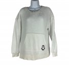 Joyspun Womens L Fleece White Pullover Sweatshirt Penguin Detail Soft Cozy Look