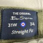 Ben Sherman Mens Straight Fit Olive Jeans 31W 34L Stretch Durable Casual