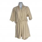 Nasty Gal Beige Wrap-Style Romper Womens US 6 Elastic Waist Shorts