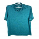 Haggar Mens 2X Performance Polo Shirt Teal Heathered Short Sleeve Stretch