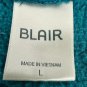 Blair Teal V-Neck Long Sleeve Pullover Sweatshirt Size L Cotton Blend