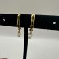 Vintage Gold Tone Clip-On Earrings With Rhinestone Teardrop Dangles