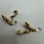 Vintage Gold Tone Clip-On Earrings With Rhinestone Teardrop Dangles