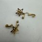 Gold-Tone Star Drop Earrings With Rhinestone Accents
