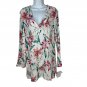 La Blanca Floral-Print Long-Sleeve Tunic Cover-Up Dress White Multi S New