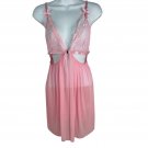 Pink Sheer Lace Babydoll Lingerie & Thong Set Adjustable Straps Size Large Pink Sheer Lace Babydoll Lingerie & Thong Set Adjustable Straps Size Large
