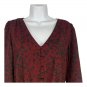 Nine West Womens Small Red Black Animal Print Peplum Blouse Long Sleeves