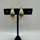 Vintage Engraved Gold-Toned Clip-On Hoop Earrings For Women