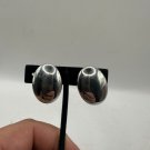 Oval Silver-Tone Clip-On Earrings By Whiting & Davis Co. Oval Silver-Tone Clip-On Earrings By Whiting & Davis Co.