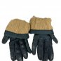 Vintage Black Nylon & Leather Gloves Womens One Size Winter Warm Detail Design