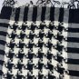 Black & White Striped & Houndstooth Viscose Scarf With Fringe