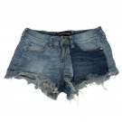 Express Jeans Womens Distressed Denim Shorts Size 0 Frayed Hem High Rise Blue