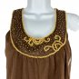 Old Navy Beaded Brown Sleeveless Top XXS Perfect Fit Casual Lightweight Tank