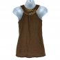Old Navy Beaded Brown Sleeveless Top XXS Perfect Fit Casual Lightweight Tank