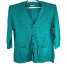 Woman Within Plus Size 2X Open Front Cardigan Sweater Teal 3/4 Sleeve Woman Within Plus Size 2X Open Front Cardigan Sweater Teal 3/4 Sleeve