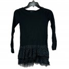 GapKids Black Long Sleeve Dress M(8) Girls Pink Heart Print Ruffle Hem Mesh