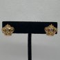 Vintage Crown Gold Tone Rhinestone Stud Earrings