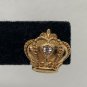 Vintage Crown Gold Tone Rhinestone Stud Earrings