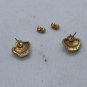 Vintage Crown Gold Tone Rhinestone Stud Earrings