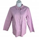 Eileen Fisher Petite Womens Lavender Button-Up Shirt PM Italian Fabric