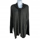 Eileen Fisher Womens Black & Gray Striped Cowl Neck Sweater Size M Viscose Blend