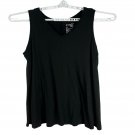 Terra & Sky Womens Black Sleeveless Tank Top Size 0X V-Neck Relaxed Fit