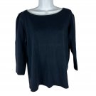 Eileen Fisher Womens Black 100% Cotton Long Sleeve Top Size M