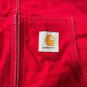 Carhartt Mens Red Hooded Jacket Size L Insulated Full-Zip Outerwear JR100