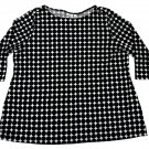 Croft & Barrow Womens Plus Blouse 2X Polka Dot Black White Stretch 3/4 Sleeves Croft & Barrow Womens Plus Blouse 2X Polka Dot Black White Stretch 3/4 Sleeves