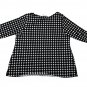 Croft & Barrow Womens Plus Blouse 2X Polka Dot Black White Stretch 3/4 Sleeves