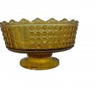 Antique EAPG Amber Footed Master Berry Bowl Three Panel Richards & Hartley 1885