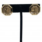 Vintage Gold-Tone Octagonal Starburst Clip-On Earrings Vintage Gold-Tone Octagonal Starburst Clip-On Earrings