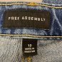 Free Assembly Mid-Wash Womens Distressed Straight-Leg Jeans Size 12 Denim