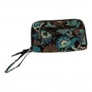 Vera Bradley Zip-Around Wristlet Wallet In Turquoise & Brown Floral Pattern Vera Bradley Zip-Around Wristlet Wallet In Turquoise & Brown Floral Pattern