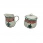 Gibson Christmas Creamer & Sugar Set Ceramic Red/Green Holiday Dishwasher Safe