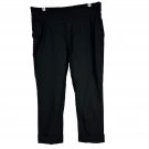 HDE Womens Black Cropped Pants L Elastic Waist Stretch Blend Work Casual Style