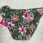 Hula Honey Floral Bikini Bottom Side Tie Olive Adjustable Size L Nylon/Spandex
