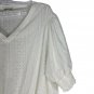 Cato White Eyelet Plus Size Peplum Blouse 18/20W Puff Sleeves V-Neck
