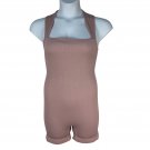 OQQ Womens Yoga Romper XL Stretch Square Neck Tummy Control Hide Pink