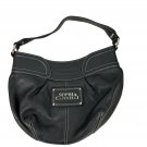 Sophia Caperelli Black Leather Hobo Shoulder Bag With Leopard Print Lining