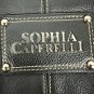 Sophia Caperelli Black Leather Hobo Shoulder Bag With Leopard Print Lining