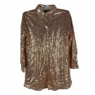 Sequined Rose Gold Long-Sleeve Shirt By Blue B. Collection Size M Sequined Rose Gold Long-Sleeve Shirt By Blue B. Collection Size M