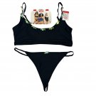 Parade Two-Piece Bra & Thong Set Small Floral Detail Black Stretch & Comfort