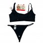 Parade Two-Piece Bra & Thong Set Small Floral Detail Black Stretch & Comfort