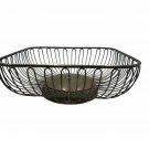 Square Vintage Metal Wire Basket With Round Base Hong Kong Antique Decor Piece