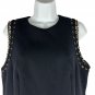Michael Michael Kors Womens Sleeveless A-Line Dress Sz 10 Navy Gold Chain Accent