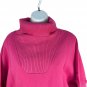 Fisoew Womens Pink Turtleneck Sweatshirt M Side-Slit Tunic Pullover Adjustable