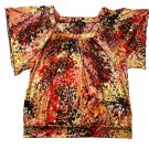 AGB Womens Abstract Print Flutter Sleeve Blouse XL Multicolor Polyester