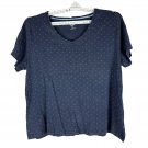 Croft & Barrow The Classic Tee 1X 100% Cotton Navy Blue With White Polka Dots