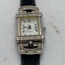 Vintage Avon Quartz Silver Tone Watch With Black Band & Roman Numeral Dial